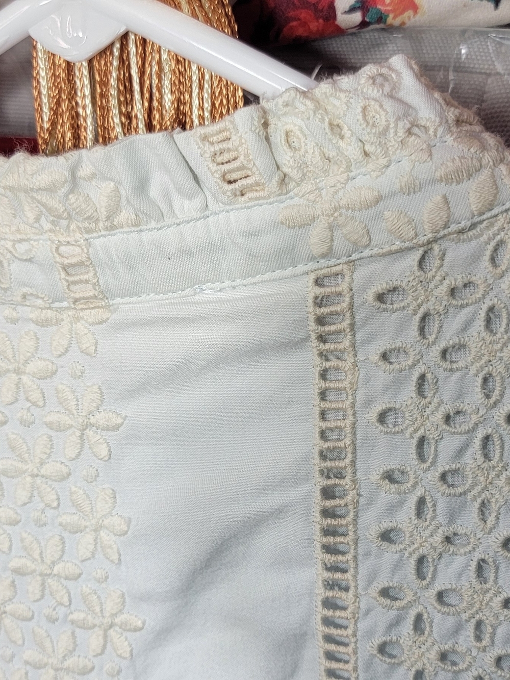 Karlie Light Mint Eyelet Sleeveless Dress Size Large - Picture 3 of 8